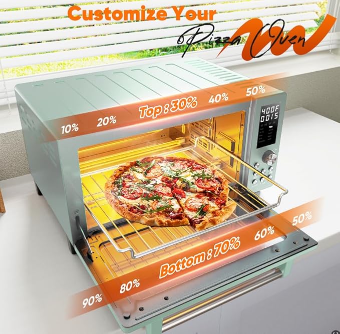 Nuwave Bravo Pro Smart 21QT Toaster Oven Air Fryer Combo, Convection Oven Countertop, 10 functions all in 1, with even & quick crisp technology, 50-450°F, 1800W, Mint Green