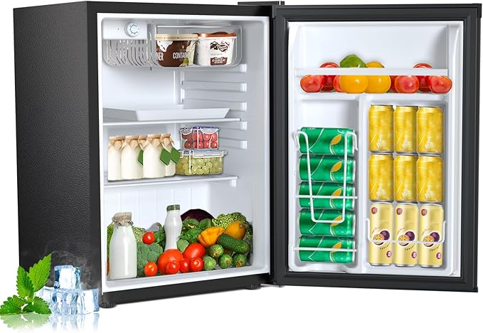 2.56 Cu.ft Compact Refrigerator with Reversible Single Door, BLACK