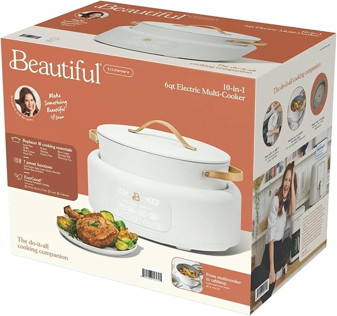 Beautiful 10-in-1 6 Qt Electric Multi-Cooker – Pressure Cook, Slow Cook, Steam, Sauté & More: Perfect for Holiday Meals, Christmas Hosting, Family Dinners & Festive Celebrations