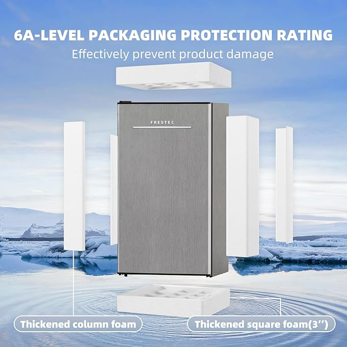 Frestec 3.2 Cu. Ft. Mini Fridge with Freezer Small Refrigerator, for Bedroom, Single Door, Energy Saving, Low Noise, Mini Fridge for Office (Grey)