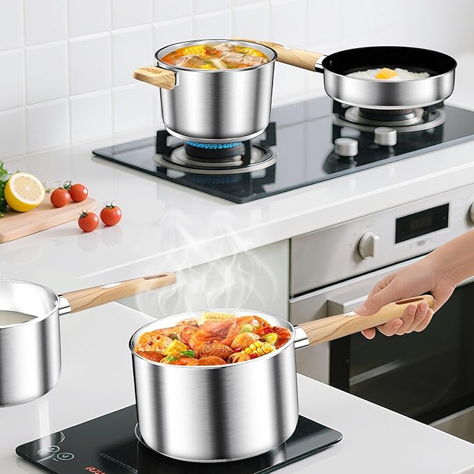 Stainless Steel Cookware Set 13pcs, Pots and Pans Set, Induction Cookware, Kitchen Cooking Set, Heavy Duty, Triple-bonded base, Dishwasher Safe