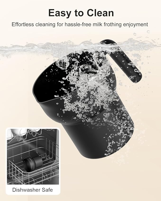 CROWNFUL Milk Frother, Electric 5-in-1 Milk Frother and Steamer with Temperature Control, Dishwasher Safe, Auto Shut-Off Frother for Coffee, Latte, Cappuccino, Macchiato, Dark Gray