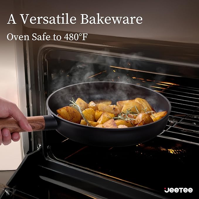 JEETEE Ceramic Cookware Set, 13 Pcs Pots and Pans Set Nonstick with Rotation Removable Handles, Healthy Non-Toxic Cooking Set for All Stoves, Stackable Pots Pans, Oven Safe, PFOA/PFOS Free, Black