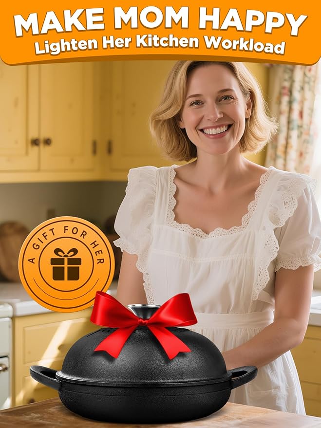 Dutch Oven Bread Baking Pot with Lid 6QT Cast Iron Design & Complete Sourdough Kit (Banneton Basket, Dough Tools, Silicone Sling) for Artisan Bread Making