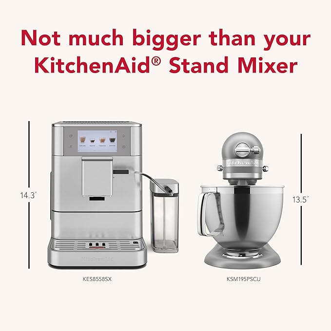 KitchenAid Fully Automatic Espresso Machine KF8 with Milk Attachment & Plant Based Milk Options, KES8558SX, Stainless Steel