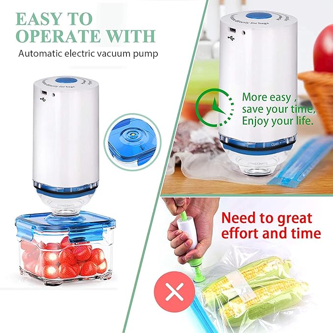 Sous Vide Bags Reusable 27Pcs, BPA Free Food Vacuum Sealer Bag, Food Storage Bag, Vacuum Zipper Bags for Sous Vide Cooking - 20Pcs Food Sealer Bag & 5 Air Valves & 2 Seal Clips (8.5X8.5 in) 1.4L