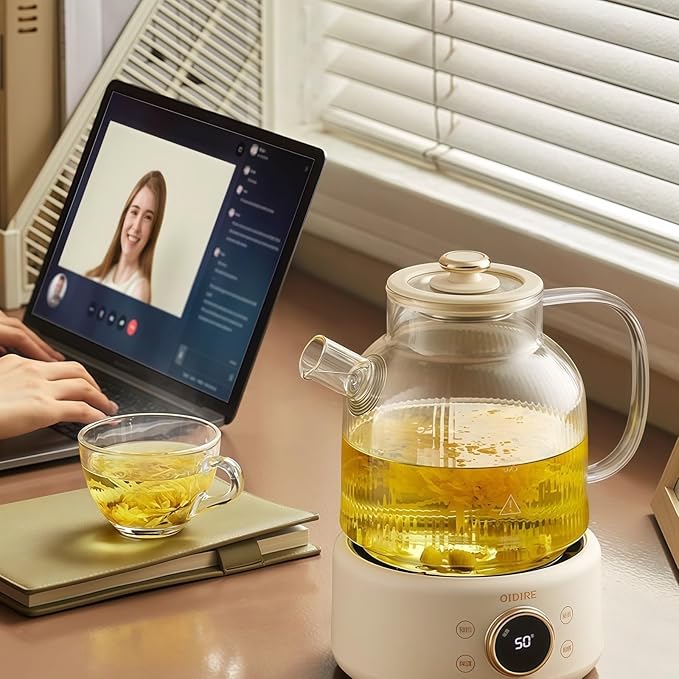 1L Glass Electric Kettle with Fast Boiling & Keep Warm,LED Display,BPA-Free Health Pot,Microcomputer Control Electric Tea Kettle,Boil-Dry Protection for Home,Office,Dorm(110V)