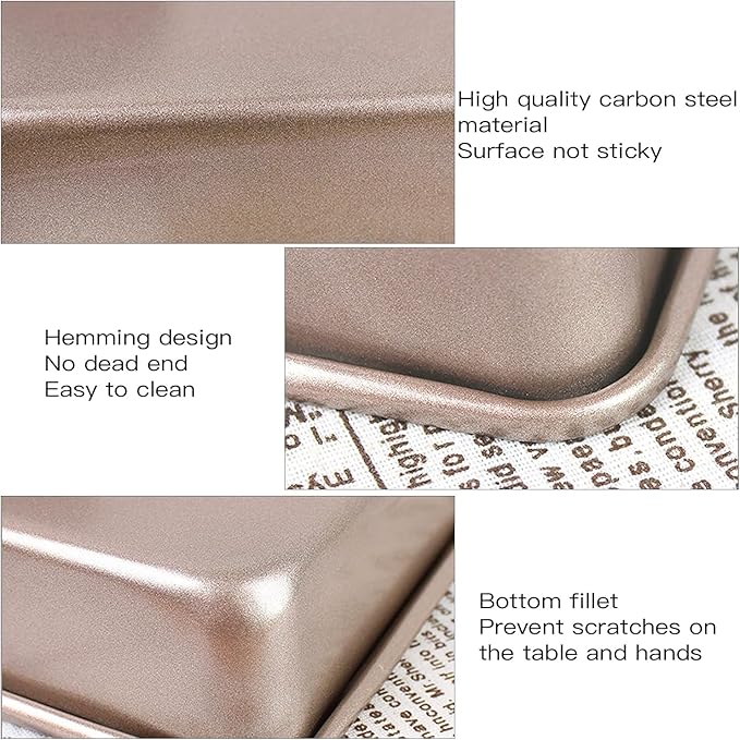 2 Pack Baking Sheet Pans, Deep Size Baking Pan Nonstick Cookie Sheet Brownie Cake Pan Bread Pan Toaster Oven Tray Bakeware, 12.7x10.6x2.4 Inches, Easy Clean & Food Safe (12.7 x 10.6 x 2.4)