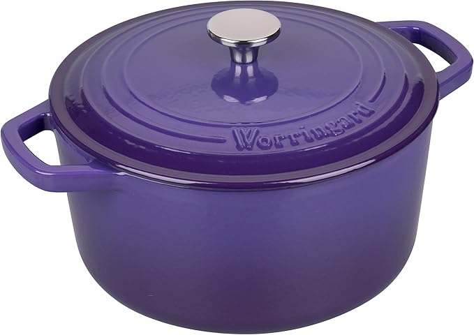 Enameled Cast Iron Dutch Oven Pot with Lid, for Bread Baking, Round Bread Oven- include Sourdough Bread Baking Supplies Set, 6QT, Purple