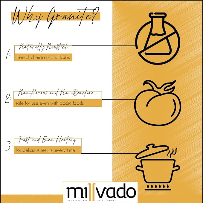 3 Quart Granite Saucepan, Naturally Nonstick Sauce Pots, Speckled Enamel Ware Cookware, Small Sauce Pan for Cooking and Boiling - Granite Cooking Pot for Stovetop, Campfire, Outdoor Stove