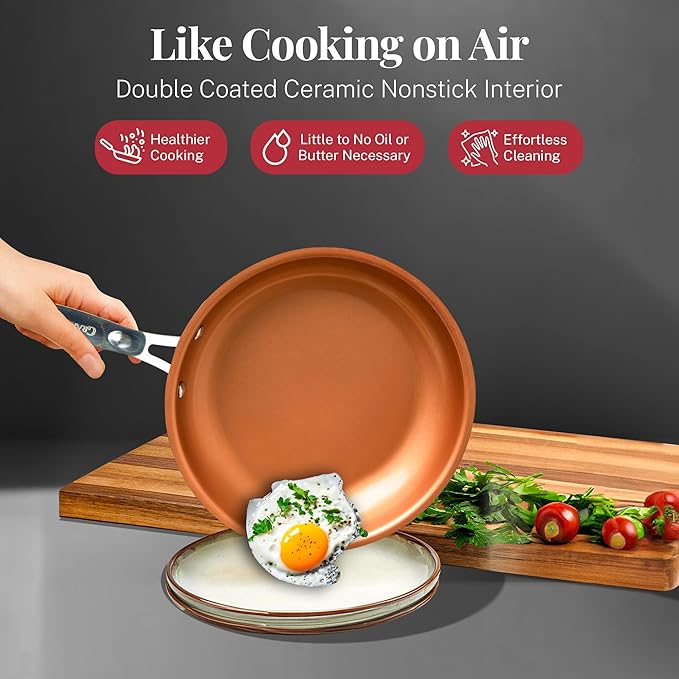 Gotham Steel 20 Pc Pots and Pans Set Nonstick Cookware + Bakeware Set, Complete Ceramic for Kitchen, Non Stick with Lids, Dishwasher / Oven Safe, Toxic - Red