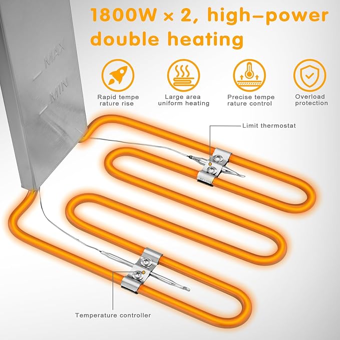 Mvegoiuok Commercial Double Deep Fryer With 2 Basket large deep fryer 3600W Electric Oil Fryer Pot for Home Use 25QT Fish Fryer With Oil Filtration Stainless Steel Frier