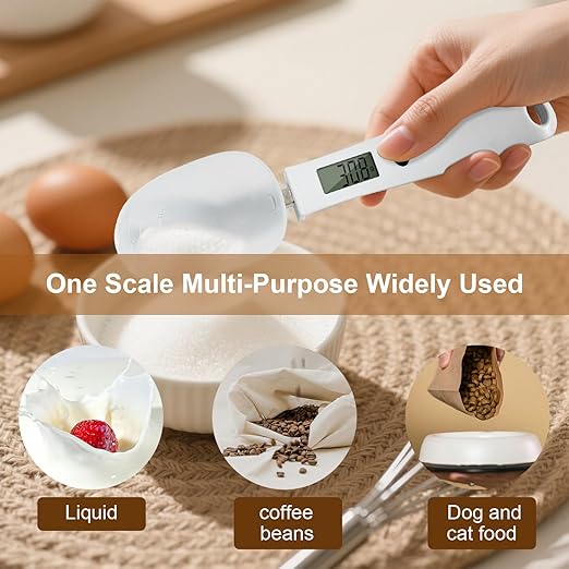 Digital Measuring Spoon Scale,High Precision Electronic Food Scale for Kitchen Gadgets and Daily Meals,300G/0.1G Gram Scale for, Home Cooks Bakers Chefs,Pet Dog Cat Ower,with Battery