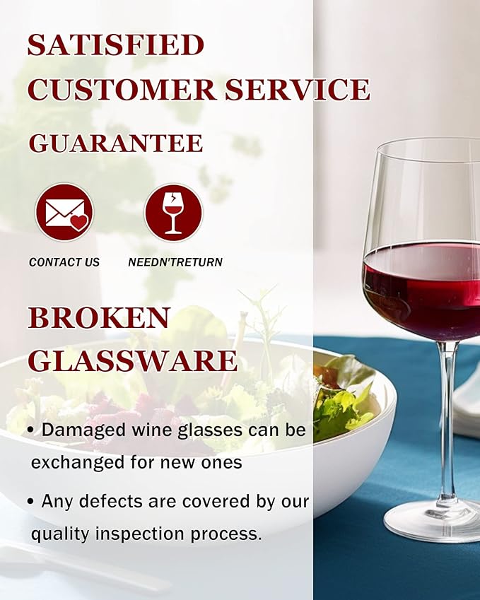 JBHO 17 oz Lead-Free Wine Glasses Set of 4, Hand Blown Durable Crystal Wine Glasses for Daily Use and Hosting Guests, Thin Rim for Serving Red and White Wine, Gift packing for any occasion