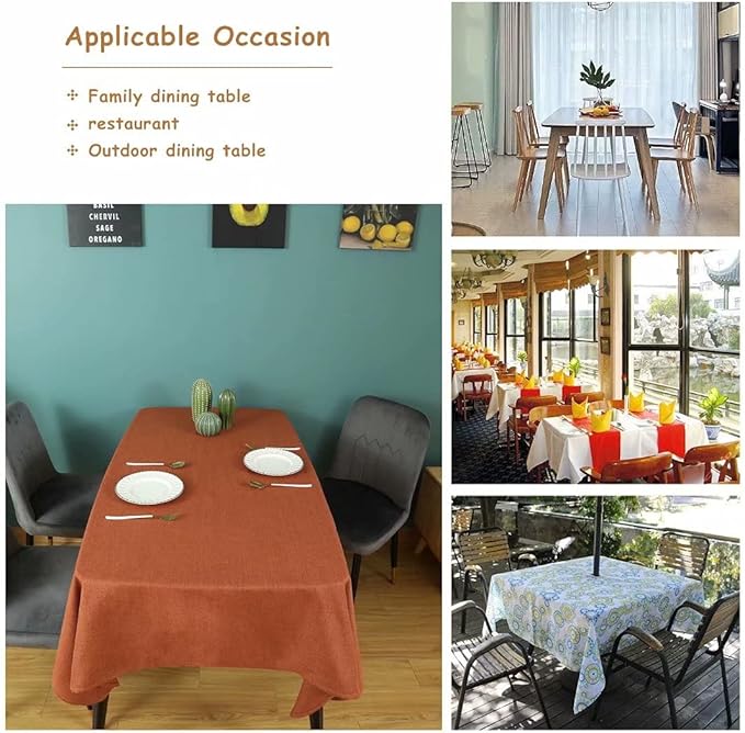 Table Cloth Rectangle Table Cover 55x95 Inches Faux Linen Wrinkle Free and Waterproof Rust Red Rectangle Tablecloth for Kitchen Dining Party Buffet Wedding