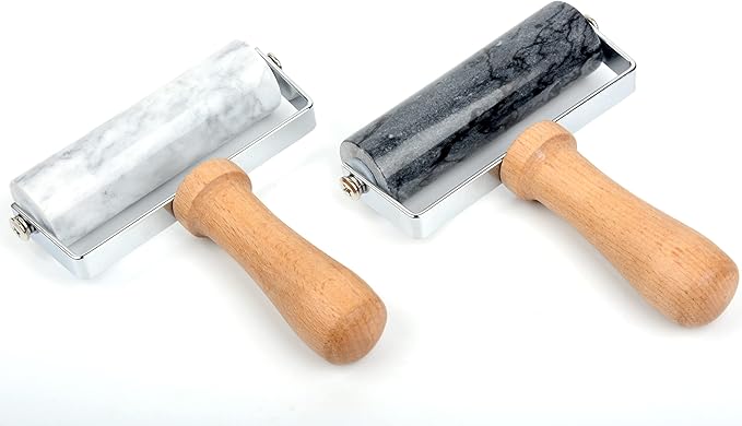 Tianman Rolling Pin Pizza Roller, Marble Roller Non-Stick T-Type, For Cake Baking Tortilla Fudge Pizza Cookies and Other Kitchen Baking Cooking (Type 1 Black).