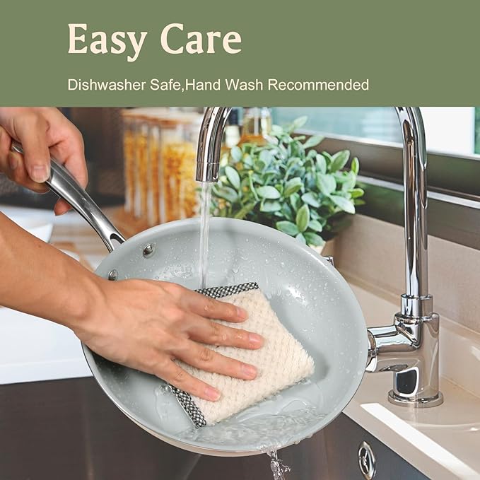 Cookware Ceramic Nonstick Frying Pans: 3Pieces Non Stick Skillet 8 9.5 11 Inches - Healthy Egg Fry Pans - Free of PTFE,PFOA,PFAS