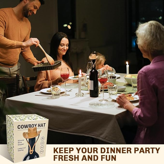 Cowboy Hat Silicone Wine Stopper -Wine Accessories Gifts for Adults-Funny Kitchen Gadgets Gifts for Wine Lover