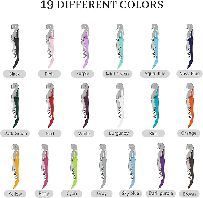 HYZ 2-Pack Wine Opener Waiter Corkscrew, Professional Wine Key for Servers, Bartender with Foil Cutter, Manual Wine Bottle Opener Double Hinged (Pink)