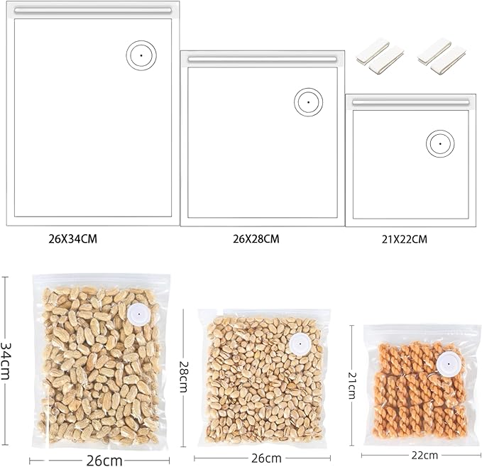 Reusable Vacuum Sealer Bag for Food Saver-30 BPA-Free Food Storage Bags 5X Longer Freshness Freezer Microwave Sous Vide Cook-Leak-Proof, No-Odor-Compatible with Handheld Vacuum Sealer(30bags)