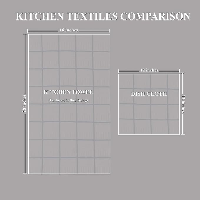 Sticky Toffee Cotton Kitchen Towels Set of 4, Brown and White, 28 x 16 in, Absorbent Reusable Hand and Dish Towels, Tea Towels, Oeko-Tex Cotton