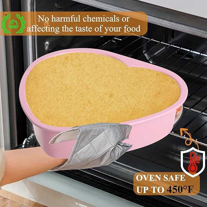 7 & 4 Inch Heart Shaped Cake Pans Set of 6, Pink Carbon Steel Baking Pans Set, Nonstick Heart Cake Mold for Baking, Small Cake Pans, Bakeware Sets for Valentine's Day Wedding