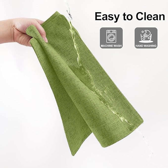 Homaxy Cloths Placemats for Dining Table Set of 4, Heat Resistant Washable Cotton Linen Blend Table Mats, Easy to Clean Place Mats for Indoor Outdoor Party Kitchen Decoration, 13" x 19", Grass Green