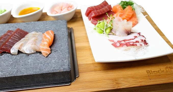 Black Rock Grill Steak On The Stone Set, Hot Rock Grill Table Top Lava Cooking Stone (One Standard Set)