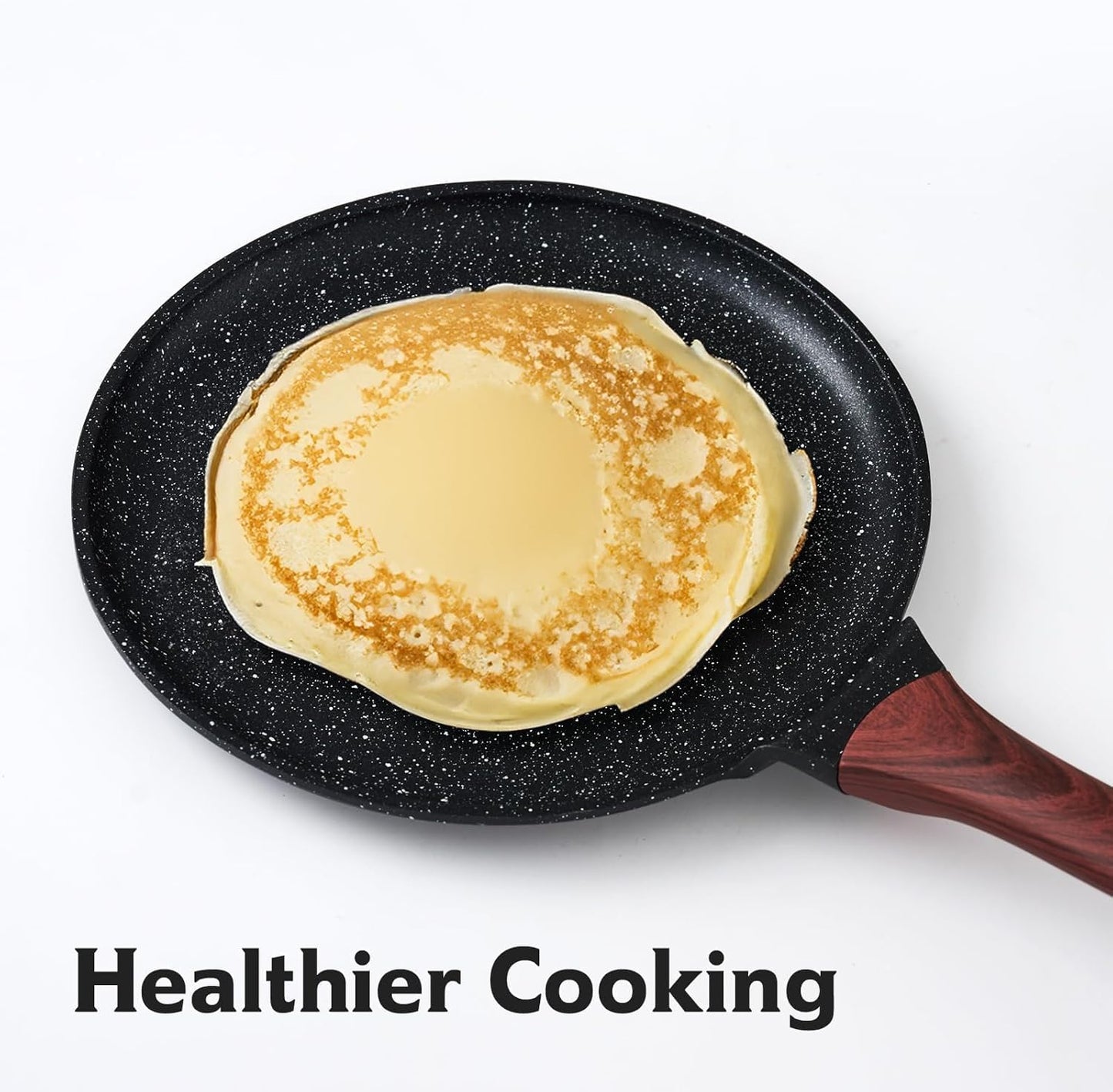 Crepe Pan,12 in Nonstick Crepe Pan, Granite Flat Skillet,non stick Dosa Tawa Comales Para Tortillas Pancake Pan,Dishwasher and Oven Safe Cookware,Induction Compatible, PFOA Free