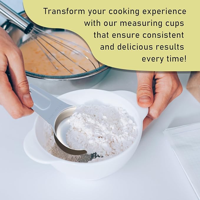 2PCS 1/2Cup (120ml, 4oz) Single Measuring Cup, Stainless Steel Measure Scoop, Metric and US Measurement, Heavy Duty, Dishwasher Safe