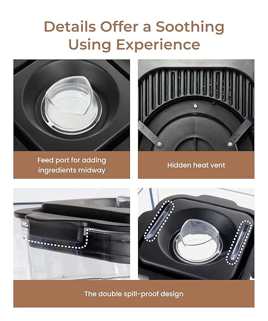 SYBO HS-210 Commercial Professional Blender with Quiet Shield, Heavy-Duty 1400W High-Speed, 48oz BPA Free Container, Easy to Clean, Dishwasher safe, for Juice, Ice Shakes, Smoothies, Frozen Drinks