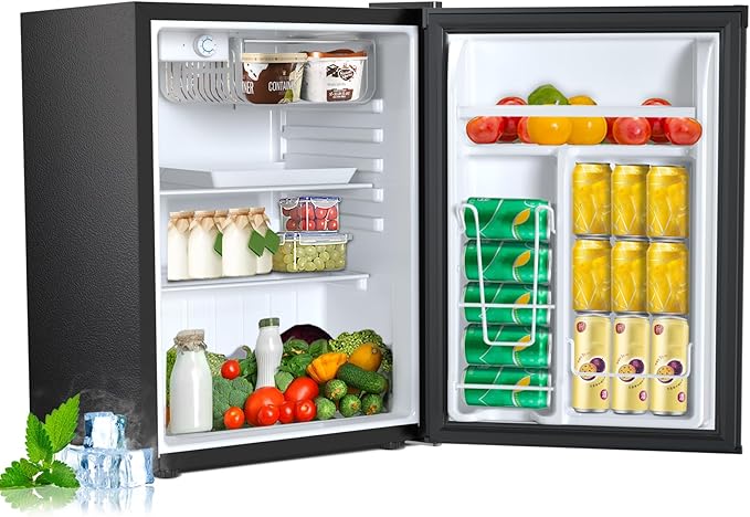 2.56 Cu.ft Compact Refrigerator with Reversible Single Door, Silver
