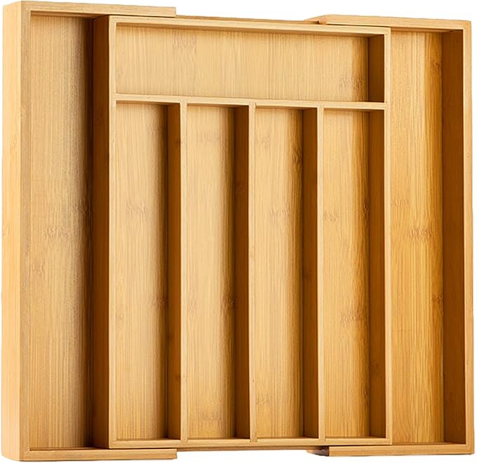 Bellsal Silverware Organizer Kitchen Drawer Organizer Expandable Bamboo Utensil Holder Cutlery Tray for Kitchen Utensil and Flatware Bedroom Office