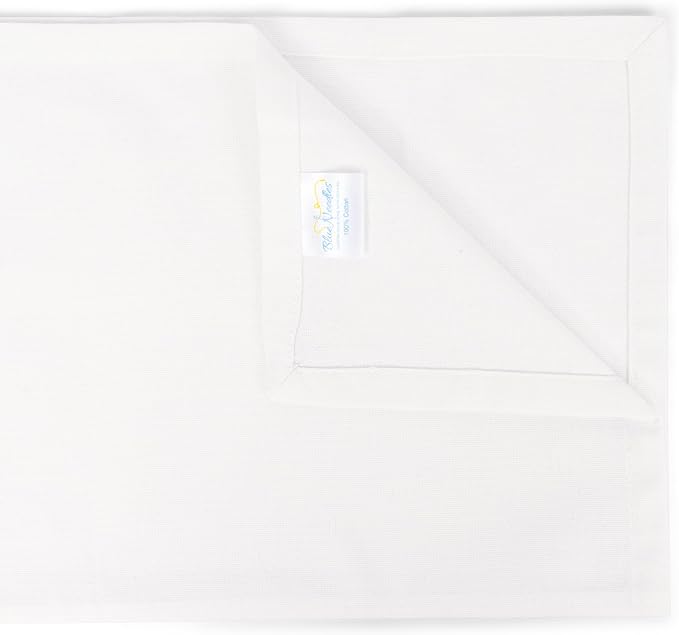 Blue Needles Solid Cloth Napkins Set of 12 White 100% Cotton Dinner Napkins 18x18 inches - Soft, Reusable, Absorbent & Washable Fall Thanksgiving Linen, Ideal for Events, Parties & Everyday Use