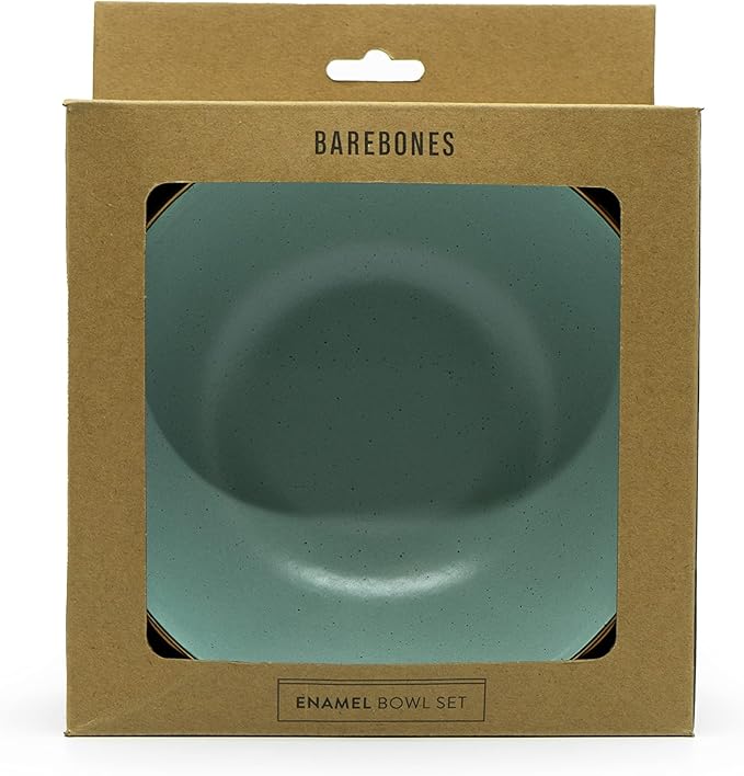 Barebones Enamel Bowl Set - Dish Set of 2 Bowls - Enamelware Set for Camping and Everyday Use (Mint)