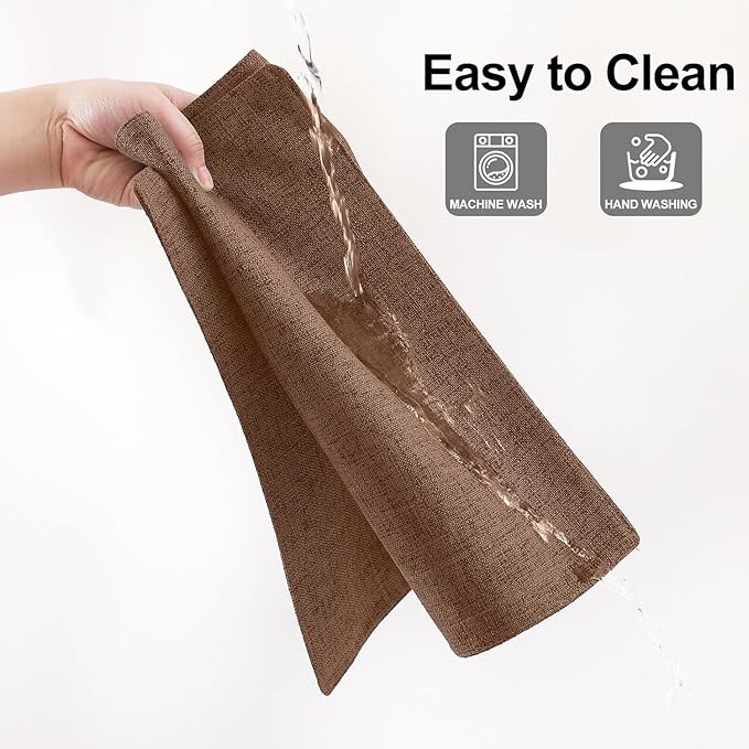 Homaxy Cloths Placemats for Dining Table Set of 4, Heat Resistant Washable Cotton Linen Blend Table Mats, Easy to Clean Place Mats for Indoor Outdoor Party Kitchen Decoration, 13" x 19", Brown