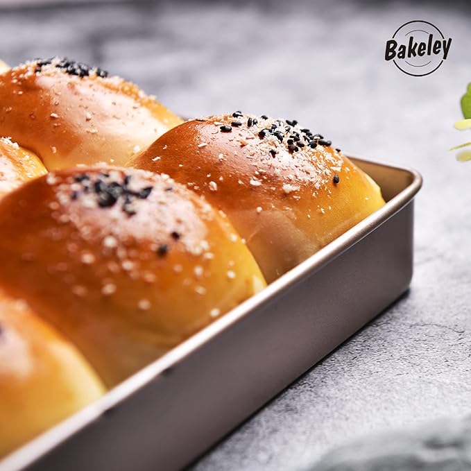 11-Inch Baking Sheet Pan Non-Stick Square Baking Pan Jelly Roll Bakeware for Oven Roasting 11.2" × 11.2" × 1.38" (Champagne Gold)