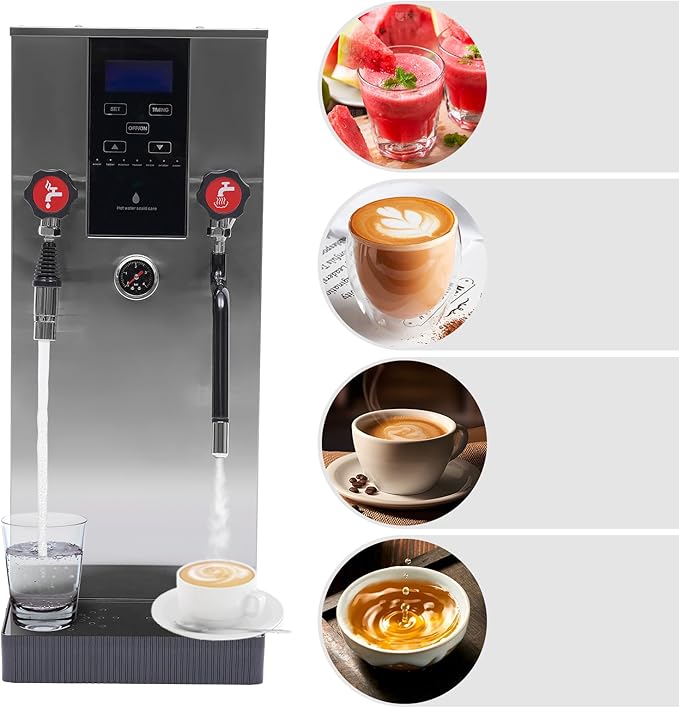 Espresso Machine, 12L 4 in 1 2500W 4 Bar 360° Water Valve Professional Commercial Steam Water Boiling Machine Coffee Maker Foam Maker for Cappuccino, Latte, Coffee, Milk, Bubble Tea, Milk Tea
