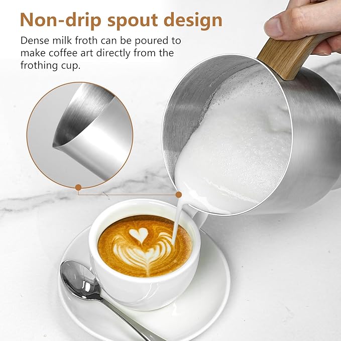 AMZCHEF Milk Frother Steamer, 8-in-1 IH Induction Heating Frother with 2 Cups (21oz & 13.5oz), Automatic Cold Foam & Heated Milk Maker for Latte, Cappuccino, Hot Chocolate