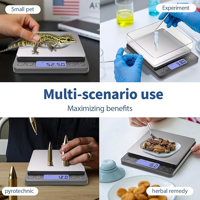 Small Gram Scale, Digital Kitchen Food Scale for Food Ounces and Grams, 500g by 0.01g Accurate, MEIYA Multifunction Digital Scale for Jewelry/Baking etc. 9 Units, Tare Function, 2 Trays, with Battery