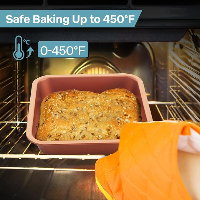 2-Pack 8 inch Square Cake Pan, 8x8 Baking Pan, Cornbread Square Baking Pan, Perfect for Brownies, Lasagna,Oven Safe