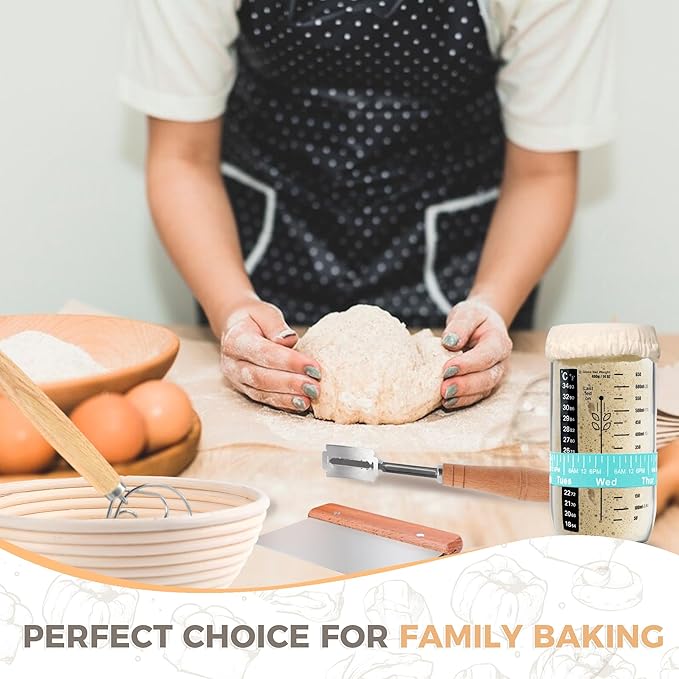 Bread Proofing Baskets, 2pcs Round 8.5inch Sourdough Starter Kit, Sourdough Bread Baking Supplies (Mint Green)