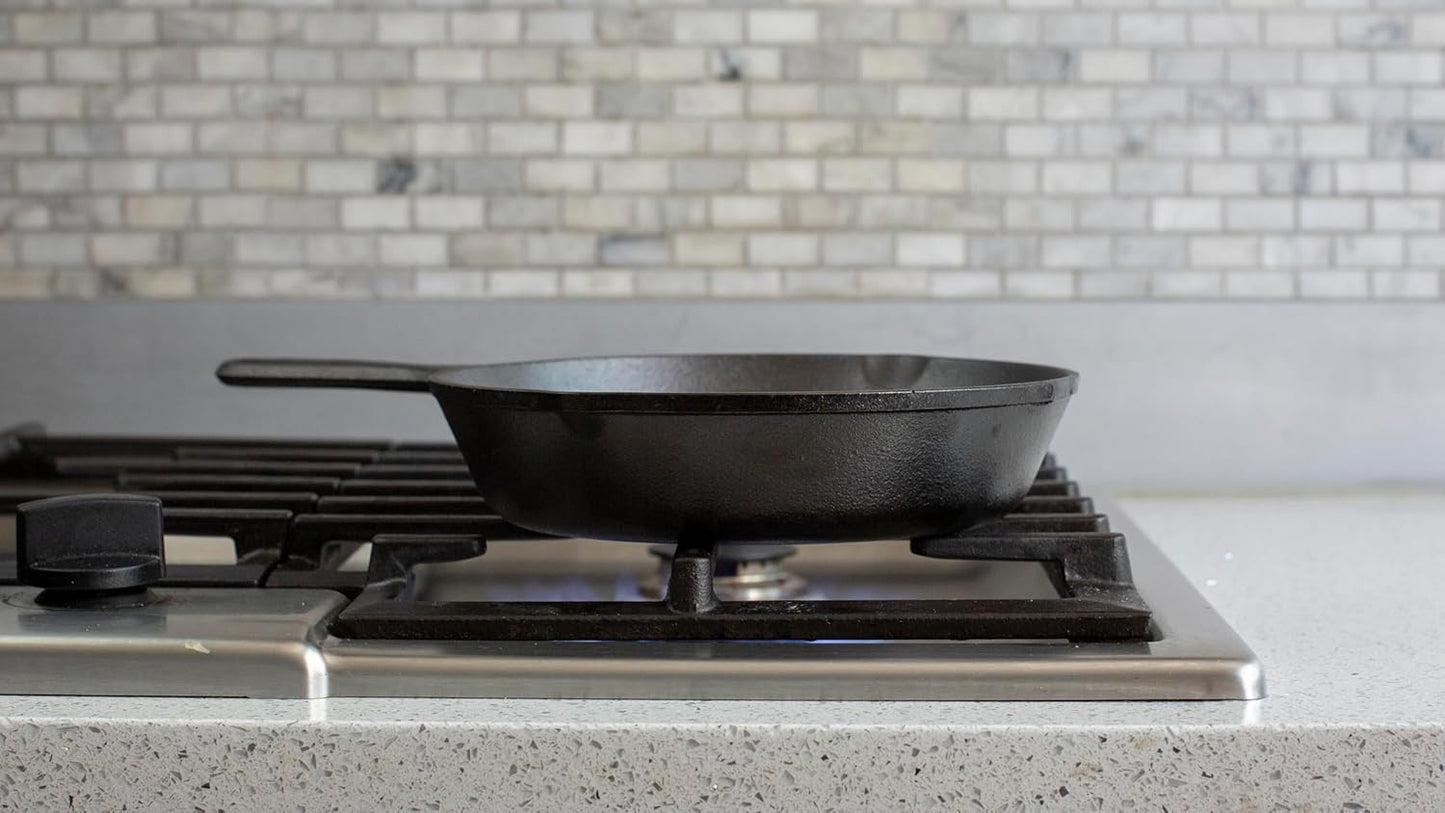 Lodge 9 Inch Cast Iron Pre-Seasoned Skillet – Signature Teardrop Handle - Use in the Oven, on the Stove, on the Grill, or Over a Campfire, Black