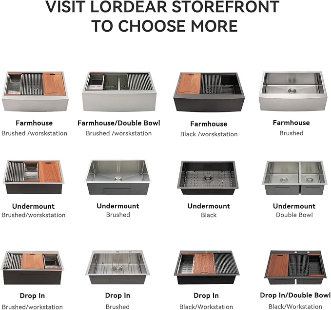 Lordear Drop In Kitchen Sink 25 Inch Stainless Steel Drop In Workstation Sinks 16 Gauge Ledge Workstation 25x22 Drop-in Topmount Single Bowl Kitchen Sink With Accessories