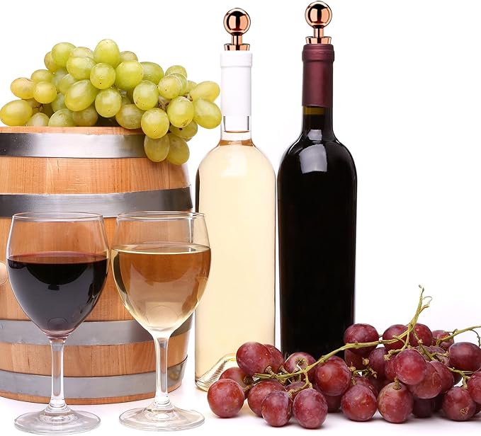 Wine Stoppers for Wine Bottles 3Pcs Vacuum Wine Bottle Stopper with Silicone Reusable Wine Corks, Leak proof Keep Fresh Suitable for Standard (Goldrose, 3 Pack)