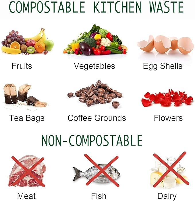 Compost Bin for Kitchen Counter, LALASTAR Small Metal Compost Bin Indoor Kitchen Sealed with Lid for Food Waste, Countertop Composter Container, White, 1 Gallon