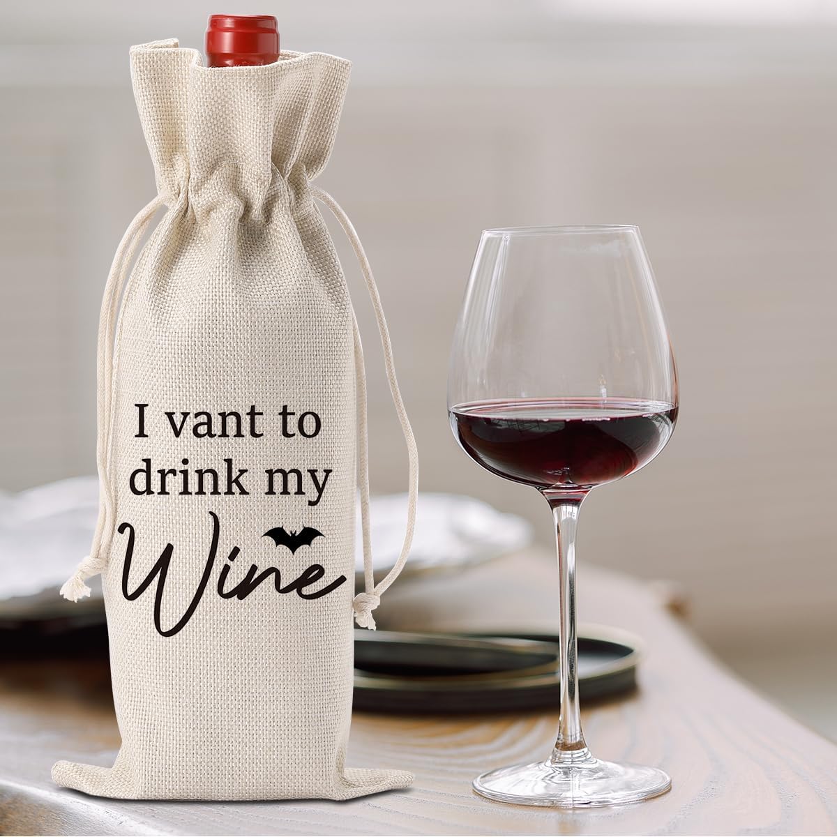 I Vant Drink My Wine Halloween Wine Bag - Birthday Gifts for Women & Men - Party Decorations