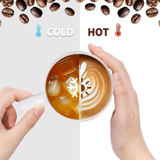 12 oz Coffee Mugs Set of 4, Modern Stackable Coffee Cups Set for Latte, Hot Tea, Cappuccino, Ceramic Coffee Mug Tea Cup, Dishwasher & Microwave Safe, Housewarming Wedding Present (White)