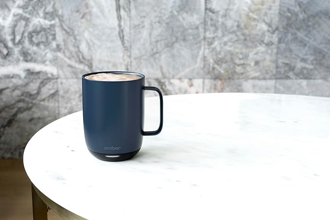 Ember Temperature Control Smart Mug 2, 14 Oz, App-Controlled Heated Coffee Mug with 80 Min Battery Life and Improved Design, (PRODUCT) navy blue