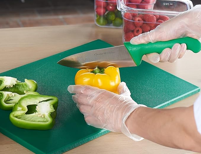 CURTA Cutting Boards for Kitchen, 18" x 12" x 0.5" Green Color Coded Plastic Chopping Board with Anti Slip Surface Dishwasher Safe